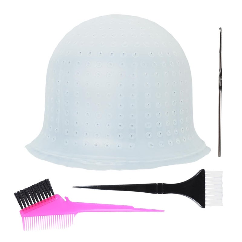RJMBMUP Pre-punched with Holes Silicone Highlight Cap Hair Color Set Professional Reusable Highlighting Cap with Hook Salon Hairdressing Dyeing Staining Tools for Women Men - Image 1